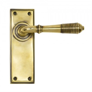 Reeded Lever Door Handle on Various Backplates